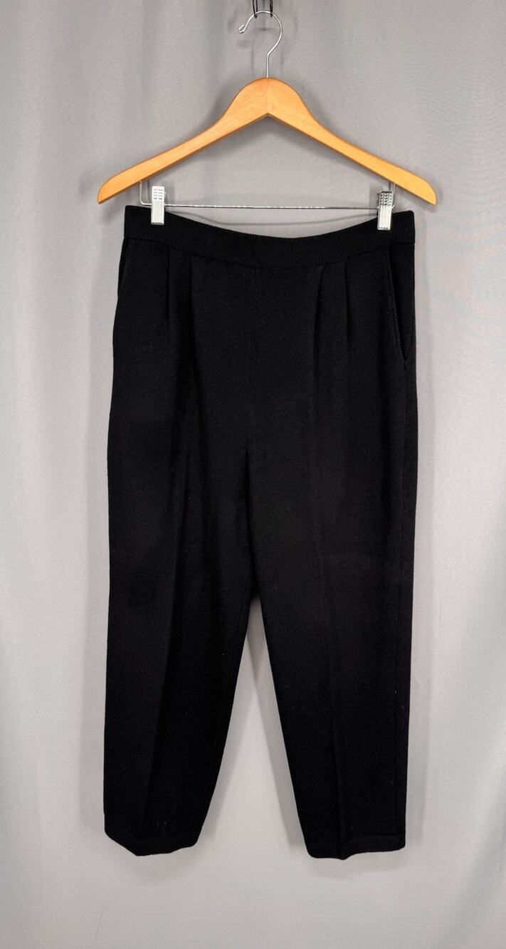 St John Basics Pants Womens Size 10 Black Santana Knit Straight Elastic Waist